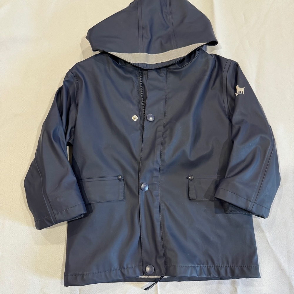 Mini Boden Navy Raincoat Toddler 18–24m Hooded Waterproof Jacket